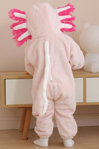 DarkCom Unisex Baby Axololtl Costume Animal Onesie Toddler Hooded Romper Halloween Kids' Christmas Pajamas