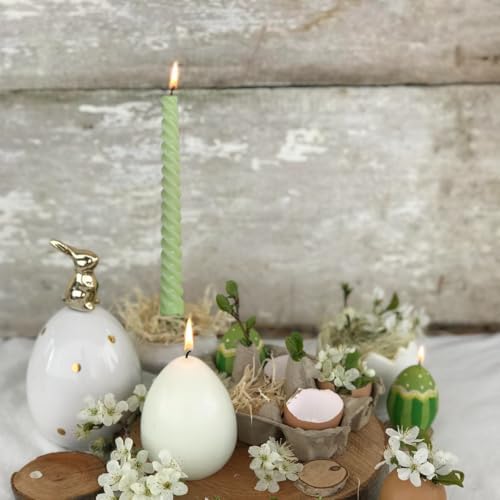 6 Pack 10 Inch Sage-Green Spiral Taper Candles for Christmas and Spring Home Decoration, Unscented Dripless Twisted Candlesticks for Dinner St. Patrick's Day Earth Day and Garden Parties