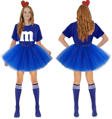 Letter M Halloween Costumes Tutu Skirts,Women Team Group T-Shirt,Candy Costume for Halloween Christmas