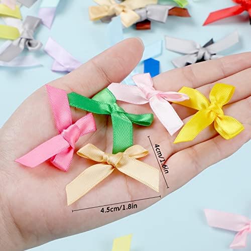 Ysleen 300 Pcs Mini Ribbon Craft Bows, Small Multicolor DIY Craft Tiny Satin Bows for Presents Gift Wrapping Hair Clip Flower Bouquet Christmas Wedding Birthday Sewing Scrapbooking(Bright Colors)