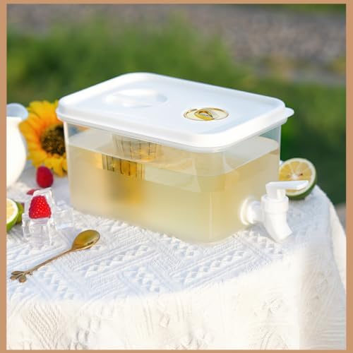 1 Gallon Beverage Drink Dispenser for Fridge, Plastic Beverage Dispenser with Spigot，Juice Container Sealed with Filter Screen，Cold Hot Drink Jug for Christmas Party Supplies (2PCS 1Gallon)