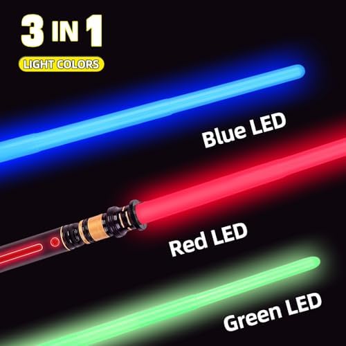 YukiHalu 3-Pack Light Up LED Saber, Light Swords with FX Sound and Realistic Handle, Expandable Sabre for Halloween Dress Up Parties Birthday Christmas Galaxy War Fighters