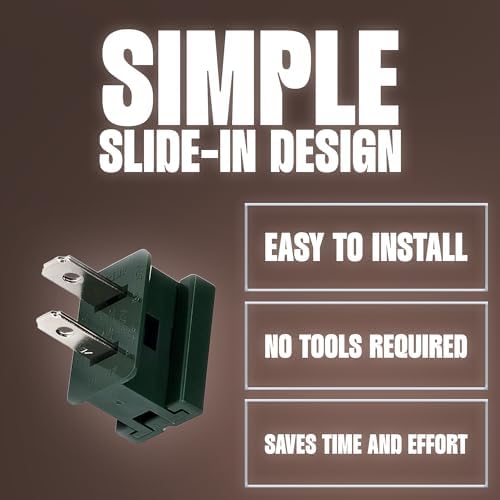 HLO Lighting Male Green Slip Plug for SPT-1 Zip Cord | Vampire Plug for Christmas Lights | 5 Pack