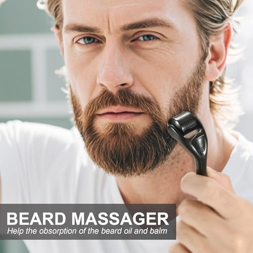 Beard Growth Kit - Beard Kit for Men with Beard Growth Oil (2oz), Beard Balm, Beard Comb, Massager for Spot/Patchy Beard - Christmas, Anniversary, Birthday for Men, Dad, Husband, Boyfriend