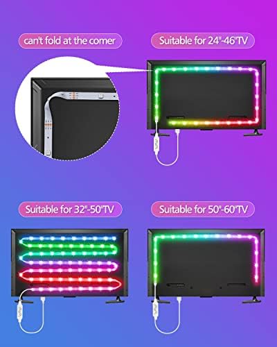 Daymeet TV Led Backlight, 9.8 FT LED Lights for TV 32-60 inch, ICRGB 5050 Rainbow Color TV Led Strip Lights USB Music Sync Bluetooth APP Control with Remote for Room Bedroom Christmas Decor