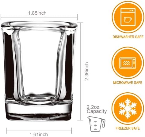 Shot Glasses Set with Heavy Base,2.2 oz Mini Square Whiskey Shot Glasses bulk, 40 pack Clear Espresso Shot Glass for Whiskey and Liqueurs,Ideal for Christmas,Halloween and Thanksgiving