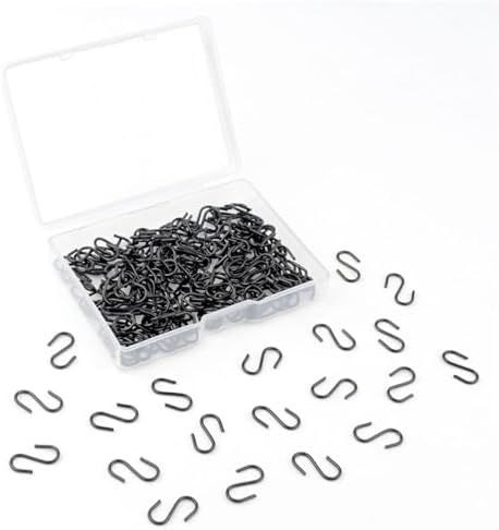 100 Pack Mini S Hooks for Hanging Small S Hook for Jewelry Metal S-hook Mini S Shaped Hanger for Christmas Ornament 1/2 Inch Wire Hangers for Crafts DIY Iron S-Shaped Connectors for Key Chain (Black)