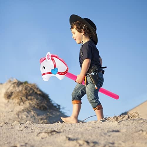 6 Pieces Inflatable Stick Horse,Inflatable Horsehead Stick Balloon Pony Stick for Christmas Horse Themed Birthday Party Decorations Supplies Favors Props Cowboy Horse Costume Stick,37 Inch Pink