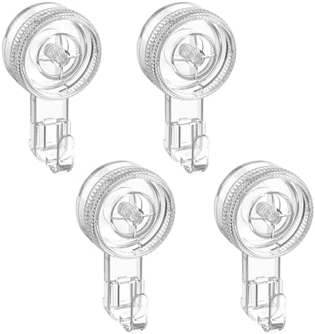 LUXEAR Suction Cup Hooks 4 Pack, Single Hook Design - Waterproof Vacuum Suction Hangers for Bathroom Kitchen, Removable Reusable PVC Suction Hooks for Towel Loofah Bathrobe Christmas Decor