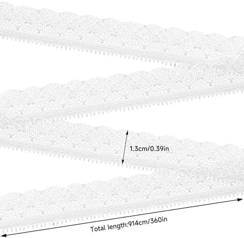 1.3CM x 10 Yards White Stretch Lace Trim,Elastic Floral Crochet Cotton Lace Ribbon for DIY Sewing, Bridal Wedding Dress Decoration, Crafts, Christmas Gift Wrapping