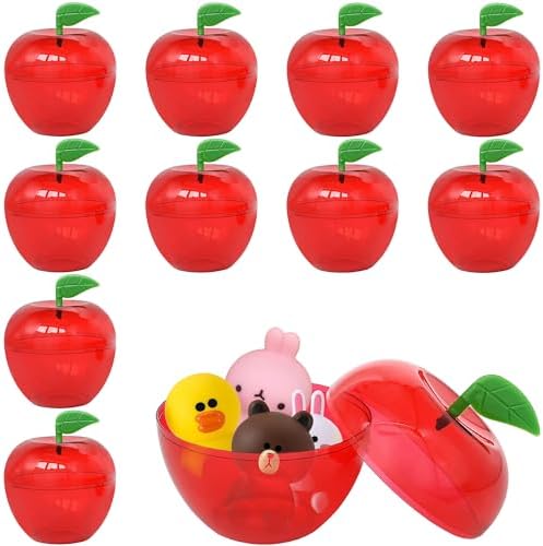 10 Pcs Large Plastic Apple Container Apple Shaped Candy Toy Gift Filled Containers for Christmas, Party, Valentine's Day, Wedding Decorations