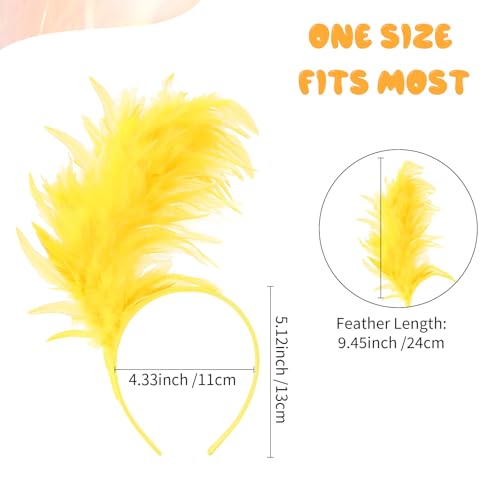 YARIEW Feather Fascinator Headbands for Women Elastic Headband for Prom Cocktail Wedding Tea Party Birthday Halloween Christmas Yellow
