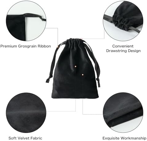 12pcs Black Velvet Drawstring Bags 3x4 inches Small Velvet Cloth Gift Bags Jewelry Pouches for Storage Wedding Party Favor Christmas