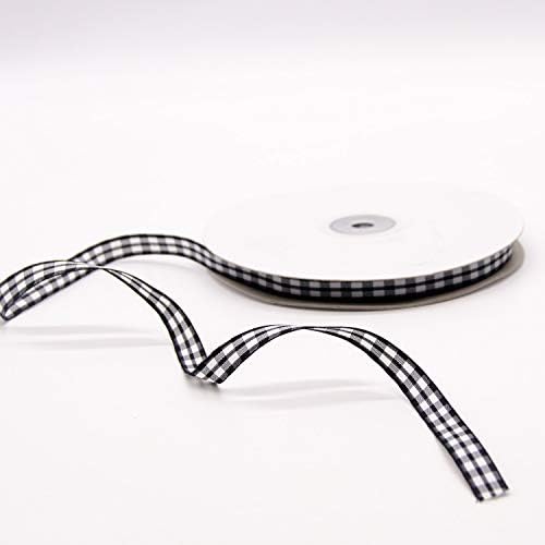 Alpurple 50 Yard Large Buffalo Check Ribbon -3/8 Inch Plaid Ribbon, Lumberjack Ribbon for Lumberjack Party Supplies and Christmas, Valentine's DIY Craft (Black-3/8")