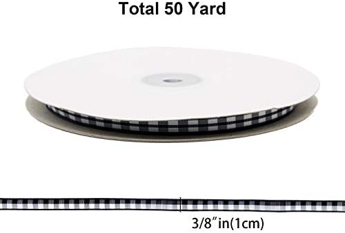 Alpurple 50 Yard Large Buffalo Check Ribbon -3/8 Inch Plaid Ribbon, Lumberjack Ribbon for Lumberjack Party Supplies and Christmas, Valentine's DIY Craft (Black-3/8")