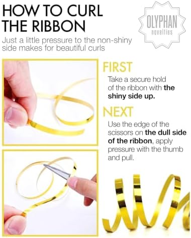 Xmas Ribbon - Christmas Ribbon Set of 4 Rolls Silver Red Green Gold Curling Ribbons Thin for Holiday Wrapping & Decoration