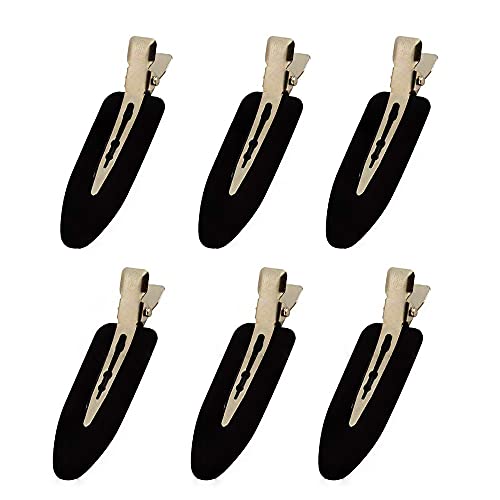 6 Pieces No Bend Hair Clips, No Crease Hair Clip for Hairstyling, Makeup Clips for Women and Girls Christmas Gifts (Black)