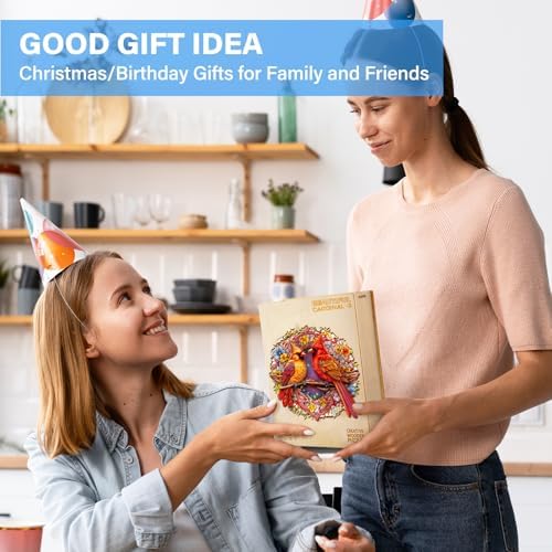 Wooden Puzzles for Adults, Cardinal Wood Puzzles Adult, Unique Animal Shape Wooden Jigsaw Puzzle, Christmas Birthday Gifts for Women Men Puzzle Game Lovers (S - 9.9×9.8in - 100pcs)