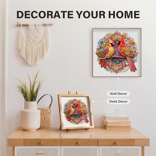 Wooden Puzzles for Adults, Cardinal Wood Puzzles Adult, Unique Animal Shape Wooden Jigsaw Puzzle, Christmas Birthday Gifts for Women Men Puzzle Game Lovers (S - 9.9×9.8in - 100pcs)