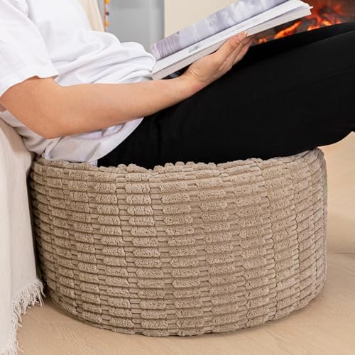 Asuprui Pouf Ottoman Stuffed Round Modern Foam Filled Ottoman Foot Rest Poufs for Living Room Chair Decorative Boho Foot Stool for Wedding Christmas Party