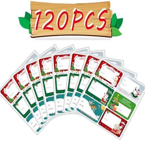 120 PCS Christmas Tags Stickers, Merry Xmas Gift Tags & Labels Christmas Stickers Labels