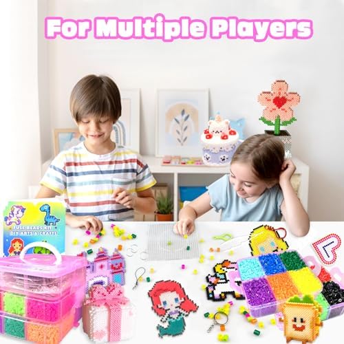 11000 Fuse Beads Kit - 20 Colors 5mm Bead Craft Set with Storage Box, Pegboard, Ironing Paper and Accessories, Arts and Crafts Kits for Kids Age 5+ Christmas Birthday DIY Craft Gift for Girls & Boys