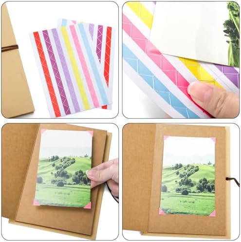 Hacaroa 4 Pack 6 x 8 Inches Accordion Scrapbook Brown Pages, Hardcover Kraft Paper Photo Albums, Stretchable Folding DIY Handmade Adventure Book Gift for Anniversary, Graduation, Christmas