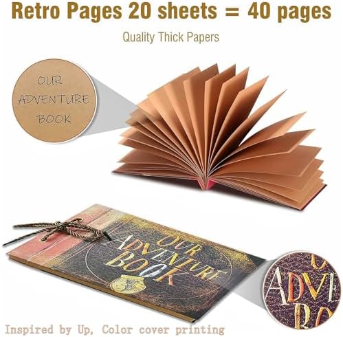 Adventure Book Handcrafted Diary Photo Scrapbook,Tailored for Preserving Cherished Moments,Gift for Couples' Anniversaries,Weddings,Globetrotters,Birthdays,Christmas&Note-taking Gifts Handmade Book