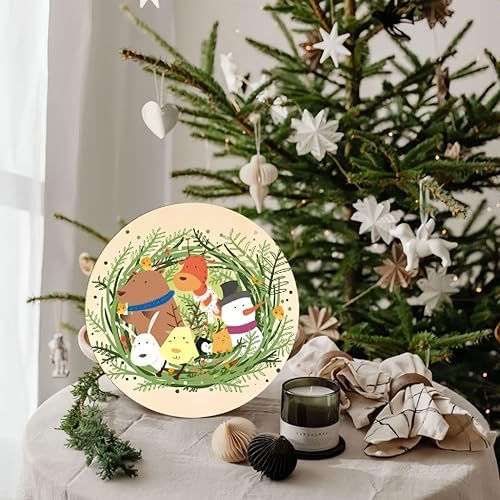 10 Pack Blank Unfinished Christmas Decorations Round Wood DIY Crafts Signs 2mm Basswood Sheets for Laser Cutting 12 Inch Wooden Door Hanger Sign DIY Painting Halloween