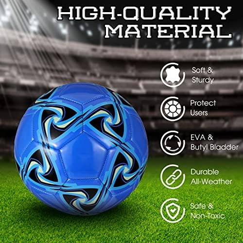 Deekin 6 Pcs Soccer Ball Bulk with Pump Official Size Indoor Outdoor Operation Christmas Sport Soccer Gift for Kids Teen Adult Practice Game