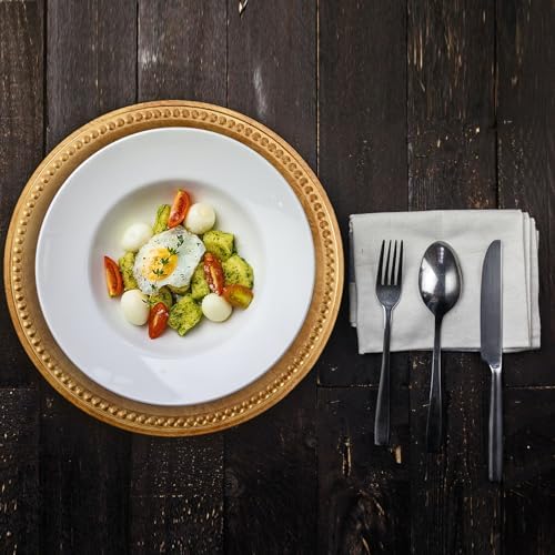 13" Vintage Brown Charger Plate, Rustic Chargers for Dinner Plates, Elegant Table Setting Centerpieces Decor Bulk Wedding Christmas Thanksgiving Holiday Parties Events, Set of 6