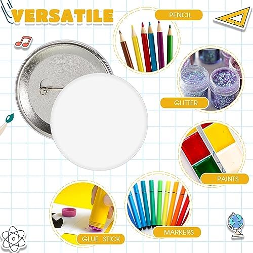 XunYee 20 Pcs Blank White Button Pins 2.25 Inch/ 58 mm DIY Craft Button with White Pins Design Making Kit for Crafts Christmas Supplies, DIY Badges