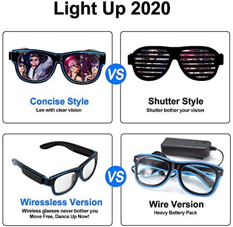 YouRfocus Wireless LED Light Up Glasses Glow in the Dark Neon Rave Glasses for Rave Party, EDM, Halloween, Christmas (Green)