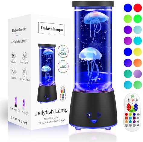 17 Colors Changing Jellyfish lamp with Remote - Jellyfish Tank Table Lamp, LED Night Light for Kids Adults, Aquarium Mood Lamp Home Decor, Party Christmas Gifts for Women Men