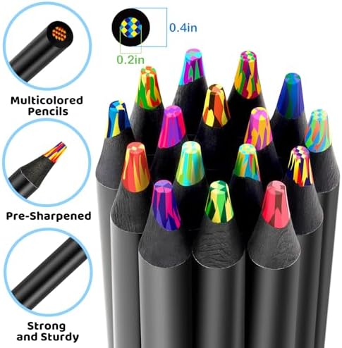 16 Pcs Rainbow Colored Pencils, Art Supplies Stocking Stuffers for Kids, Creative Teens Gifts Trendy Stuff for Girls Age 5-12, Great Party Favors Gift for Birthday/ Valentine's Day/ Easter/ Christmas