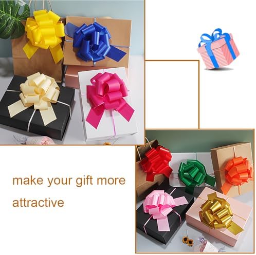 16 Pcs Pull Bows for Gift Wrapping,6 Inch Gift Bows for Presents,Birthday,Anniversary,Party,Christmas,Wreath,Holiday Celebration Gift Decoration (16Pcs Mixed Color)