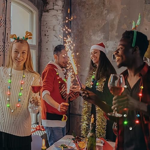 Christmas Light Necklace, 3Pcs Bells Light up Christmas Necklace, Jingle Bells Xmas Necklaces Women Men, 3 Modes Party Favors Ugly Sweater Holiday Party Supplies Accessories