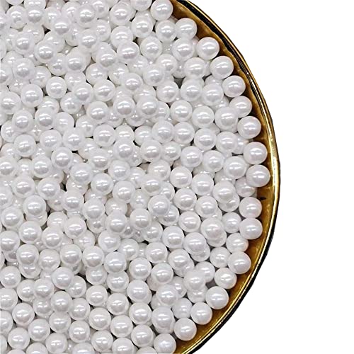 White Sprinkles Edible Pearl 7mm 130g/4.6OZ,Christmas Cake Dessert Sprinkles,Cookie sprinkles,Sugar Pearl, Edible Pearls Candy for Cake Cupcake Decorationg (7mm-White)