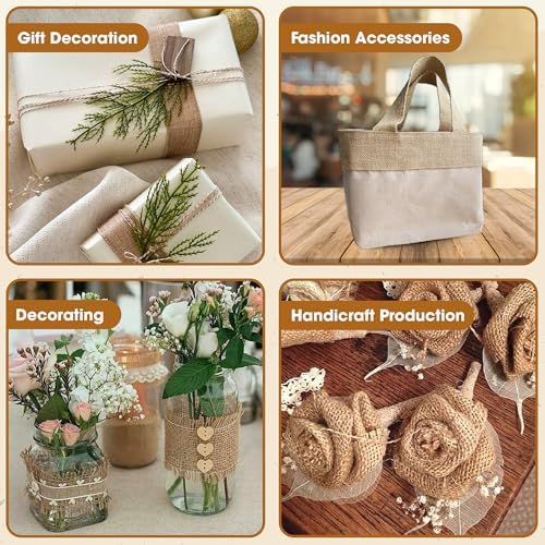 Jute Burlap Webbing Ribbon - 3.15" x 9.83 Yards Upholstery Webbing for Chairs, Furniture, Crafting, Home Decor, Christmas Garland, Jute Wreath, Banner