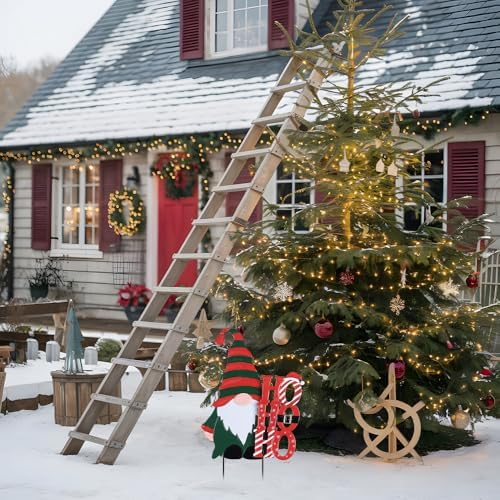 YEAHOME Christmas Outdoor Decorations, Metal Gnome Decorative Garden Stakes for Outdoor Christmas Yard, Xmas HOHOHO Yard Signs for Outside Garden Porch Lawn Pathway Decor