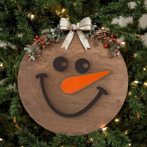 10 Piece Wooden Snowman Face Blank Craft Kit, Christmas Wooden Space Decorations, Reusable DIY Snowman Crafts for Christmas Home, Wall Decorations, Party Supplies