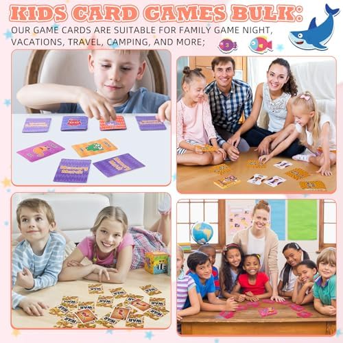 Zubebe 28 Pack Kids Card Games Bulk Operation Christmas Classic Playing Card Game Set for Kids Includes Go Fish, Old Maid, Crazy Eights, Memory Match, Slap Jack, Playing Toy for Party Favors (Vivid)