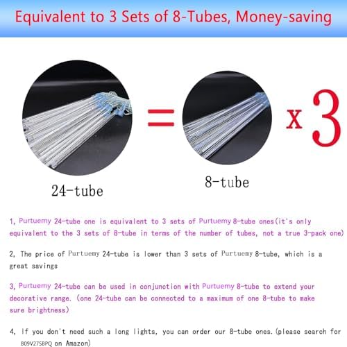 Outdoor Christmas Decorations, 24Tubes Meteor Shower Lights (Equal to 3 Sets of 8-Tubes) Ice Blue LED Icicle Christmas Lights for Halloween Xmas Decorations Tree Party Yard Outdoor