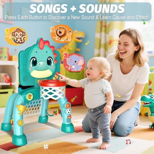 Zerhunt Toddler Sports Activity Toys: Motor Skills Development Energy Release by Mini Basketball & Soccer with Music & Light for Indoor Outdoor - Idea Christmas Birthday Gift for Boys Girls Age 1-3