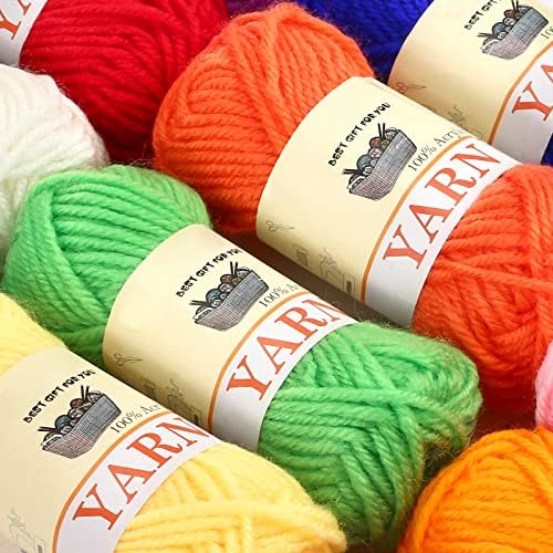 Yinsun 12 Christmas Skeins Acrylic Yarn Mini Craft Yarn 100% Acrylic Yarn for Crocheting, Starter Crochet Bulk Yarn for Child, Adult Knitting Crochet & Crafts (12 x 15g)