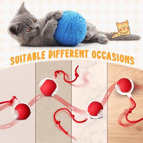 6 Pack Interactive Cat Ball Toy 360° Automatic New Interactive Rolling Ball Rechargeable for Christmas Indoor Cat Dog Gifts Exercise Electric Self Rolling Toy Large and Small Puppy Kitten