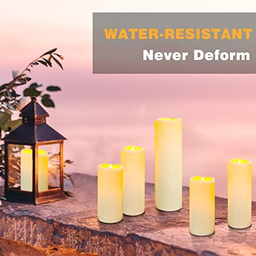 YIWER Waterproof Flameless Candles, Outdoor Battery Operated LED Pillars Candles, Electric Fake Candle Set of 9 with Remotes, Halloween, Christmas Decorations