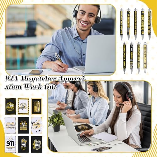 18 Pcs 911 Dispatcher Appreciation Gifts Include 9 Dispatcher Notebook Journals & 9 Inspirational Ballpoint Pens, Christmas Occupational Gifts for First Responder, Emergency Worker, Police