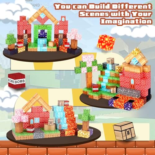 120PCS Magnetic Blocks - Building Toys for Boys Girls, 1'' Magnetic Cubes, STEM Sensory Toys, Christmas Birthday Gifts for Kids Ages 3 4 5 6 7 8 9