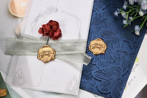 Yoption Be Our Guest Wax Seal Stickers, 50 Pack Envelope Seals, Self Adhesive Antique Gold for Wedding Invitations, Party, Christmas, Gift Wrapping